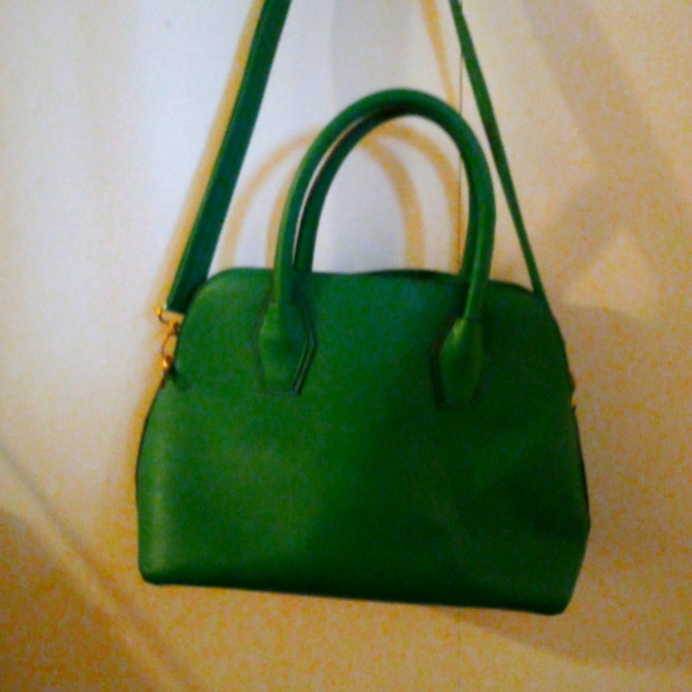 Green faux leather bag